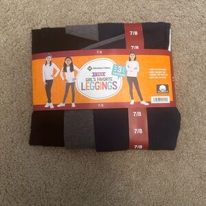 Member’s Mark Girls Favorite Leggings 3-Pack – Size 7/8 (Black & Gray) – NWT